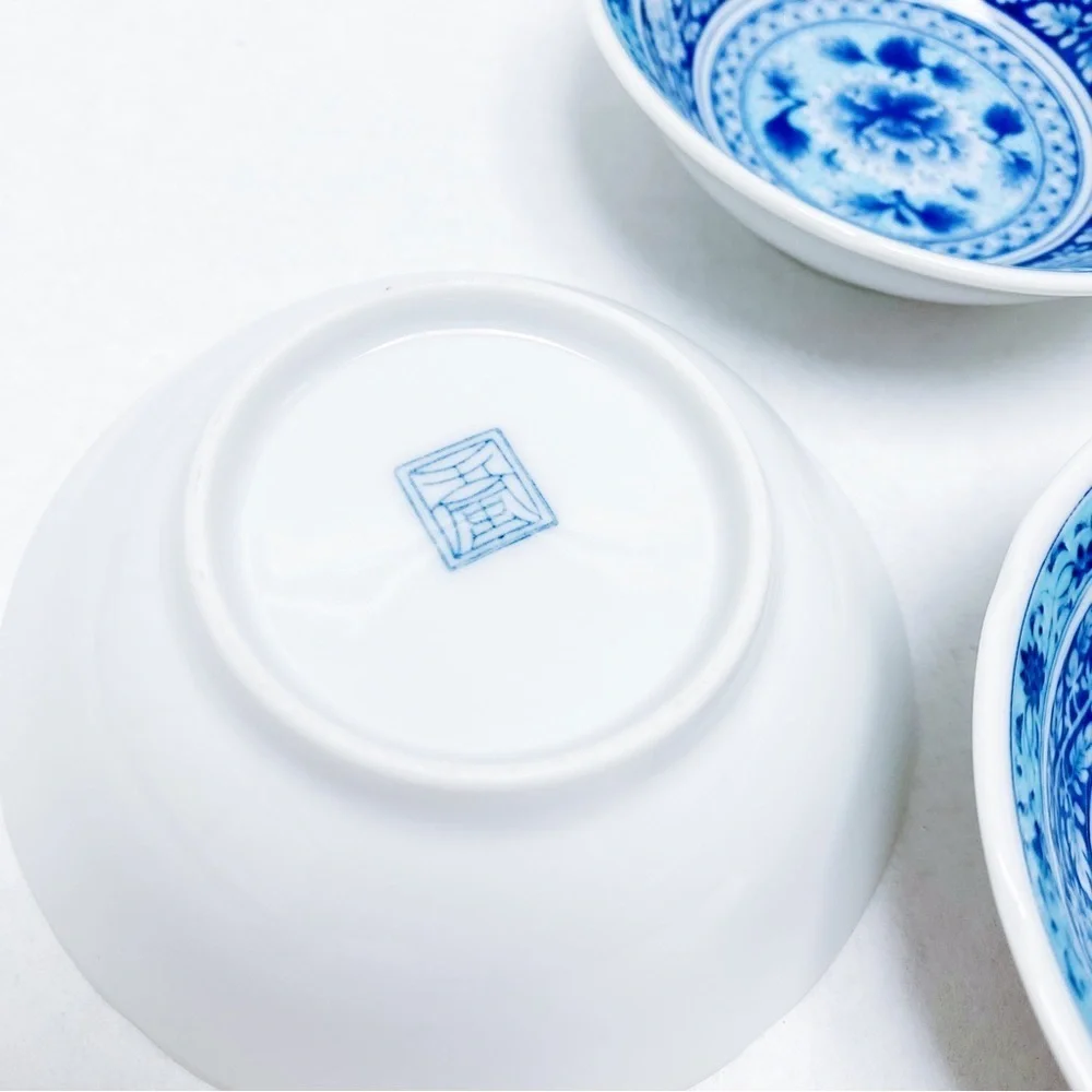 Vintage - Blue Floral Scalloped Bowl Set of 5